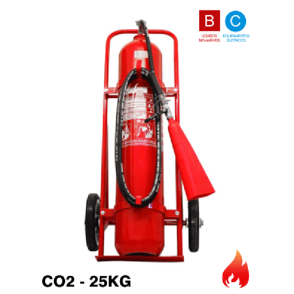 Extintor de Incêndio Gás Carbônico CO² – 25kg (Carreta)